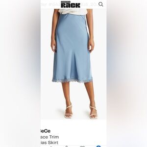 Lace trim bias skirt